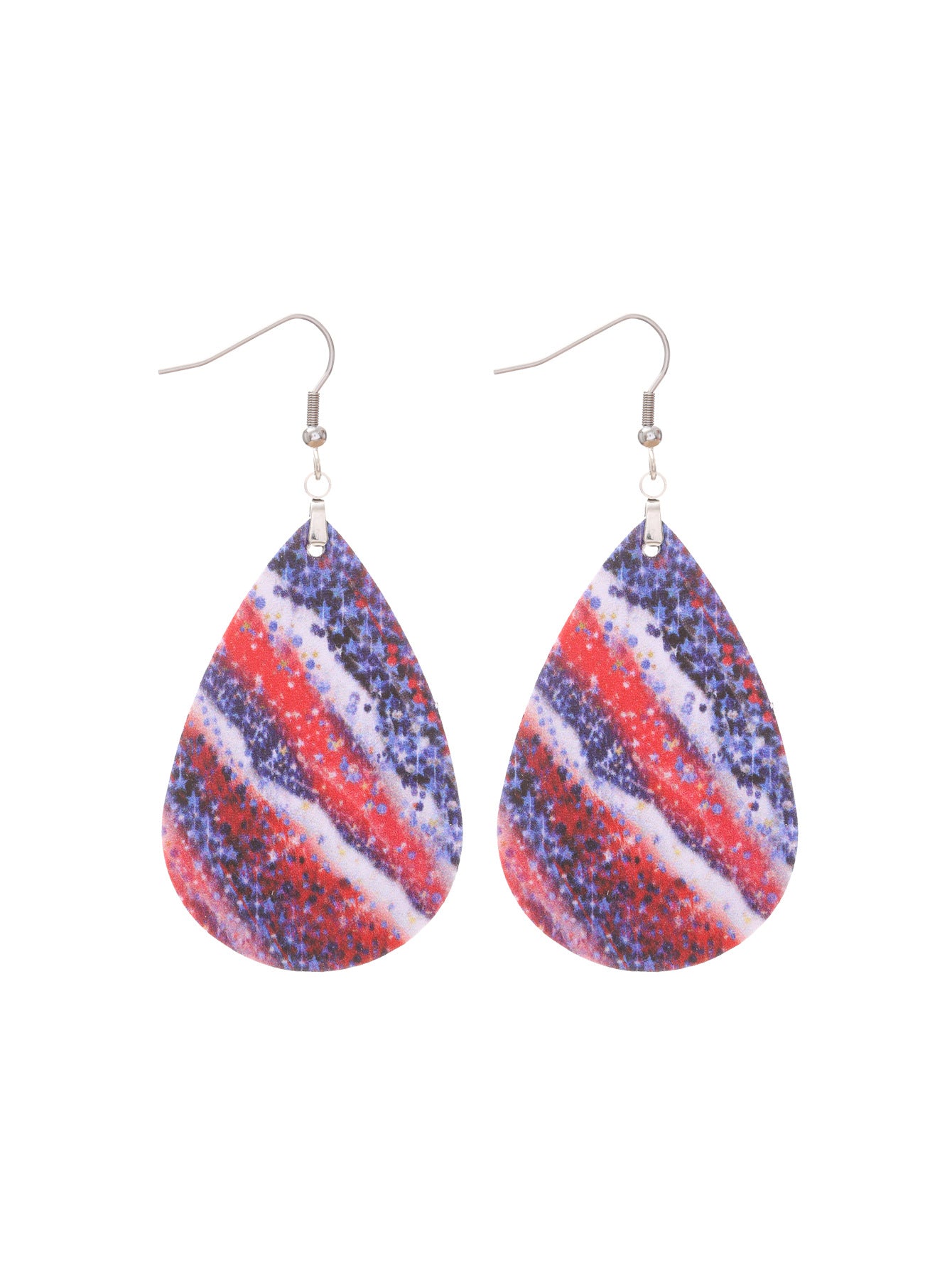 Wholesale Independent Day Stripe Star Water Drops American PU Leather Ear Ring